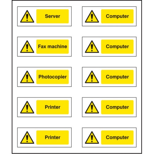 Office Labels (Various Machinery) (Sheet of 10)